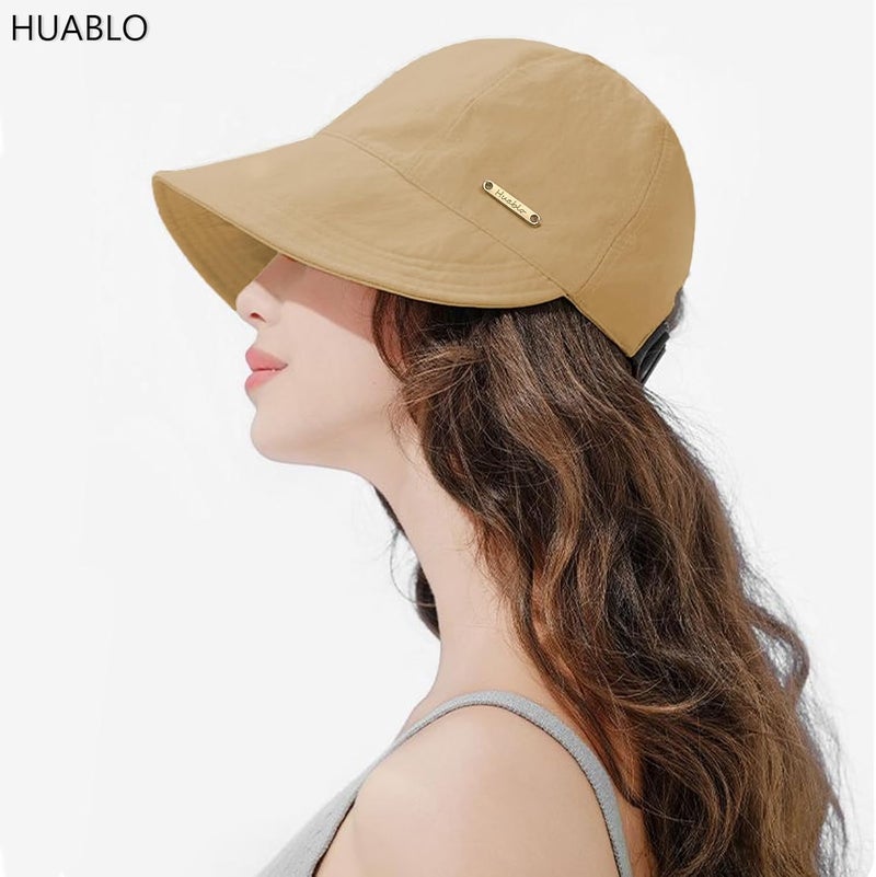 huablo ]UPF 50+Womens Sun Hat UV Protection Hiking Fishing Hats Wide Brim Hat Adjustable Ponytail Packable Sun Cap - Image 3